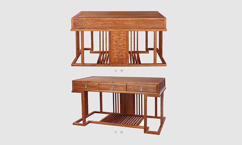云浮 别墅中式家居书房装修实木书桌效果图